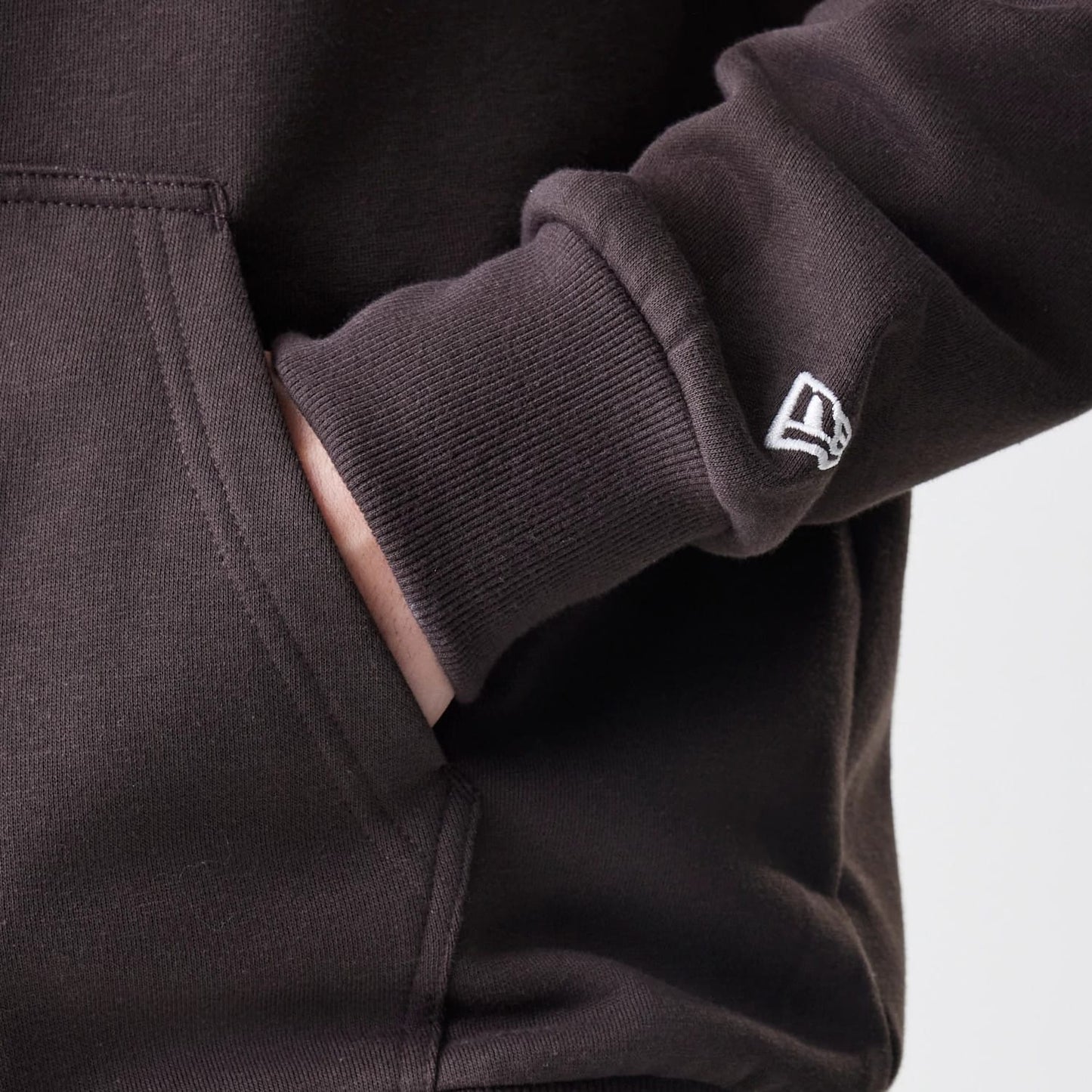 The Male model is wearing New York Yankees MLB Midi League Essential Dark Brown Full Zip Hoodie 5