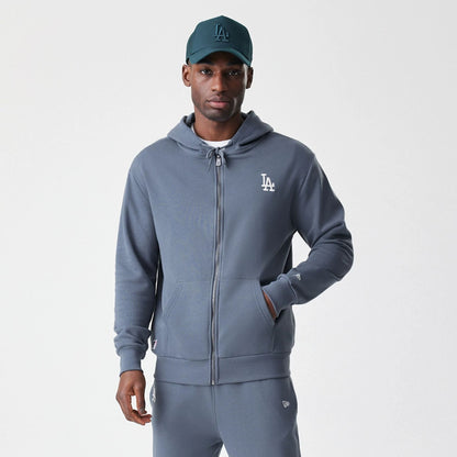 The Male model is wearing LA Dodgers MLB Midi League Essential Dark Grey Full Zip Hoodie  7