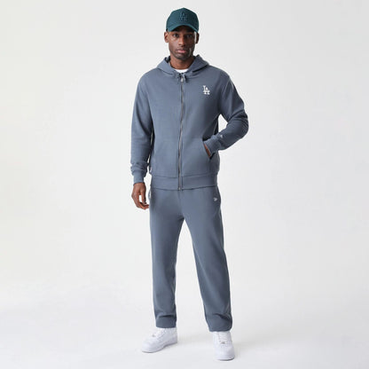 The Male model is wearing LA Dodgers MLB Midi League Essential Dark Grey Full Zip Hoodie  8