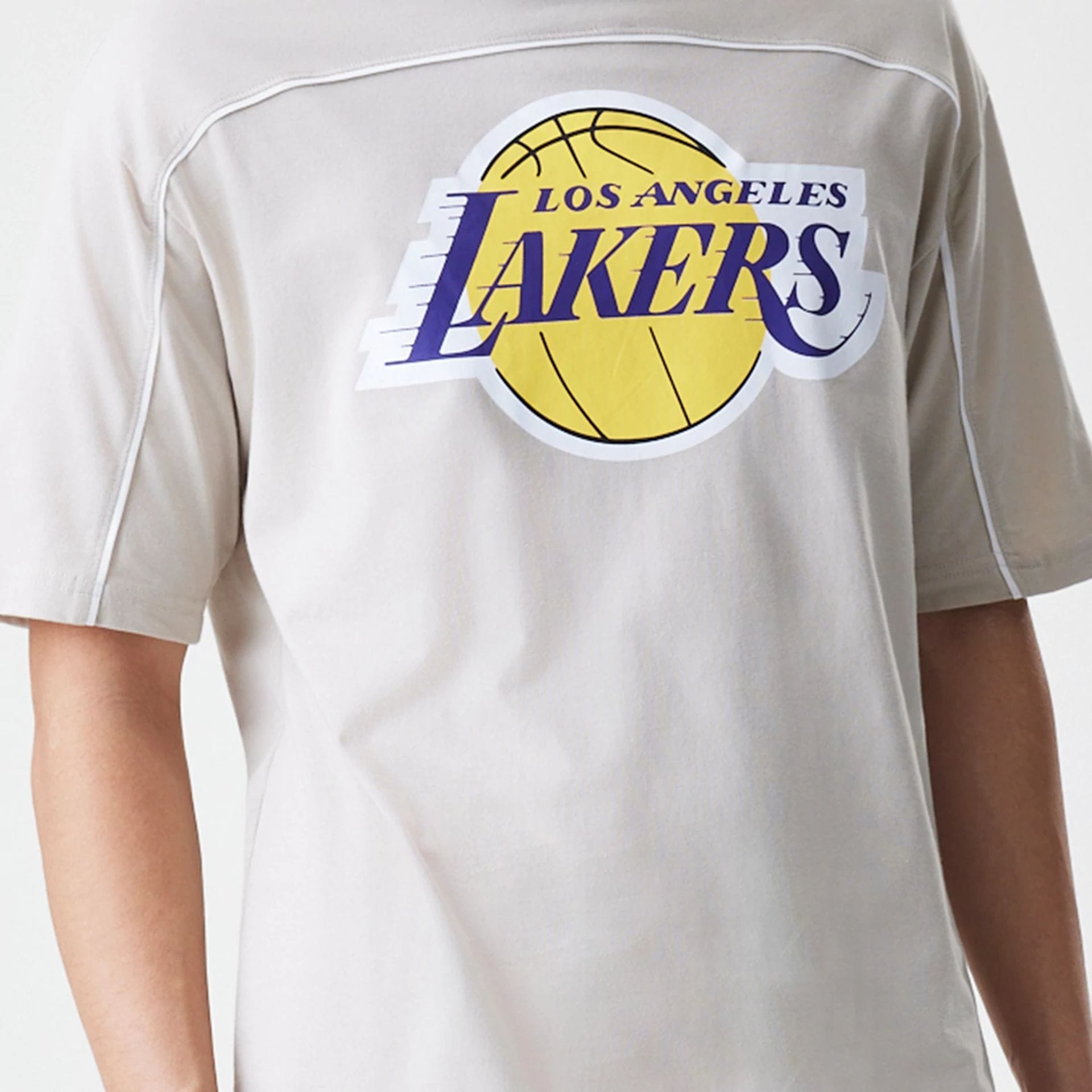 NBA Piping LA Lakers Light Beige Oversized T-Shirt | NEC EU