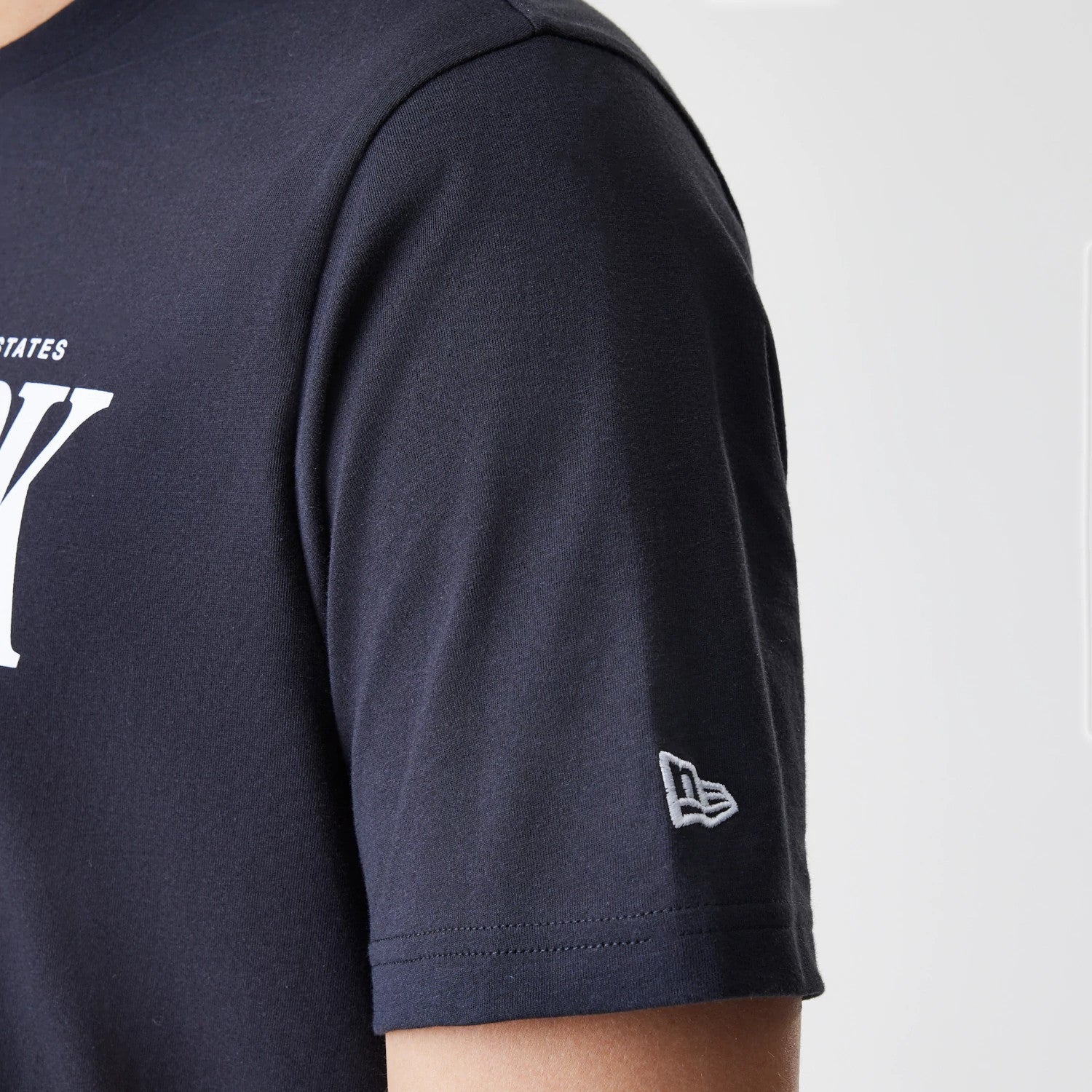 The Male model is wearing New York Yankees MLB Script Graphic Navy T-Shirt 5