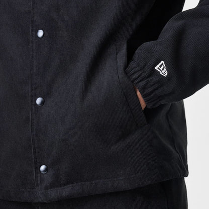 The Male model is wearing  New Era Cord Black Coaches Jacket  7