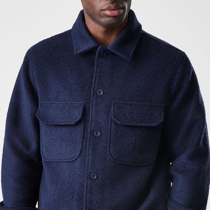 The Male model is wearing  New Era Borg Navy Shacket  3