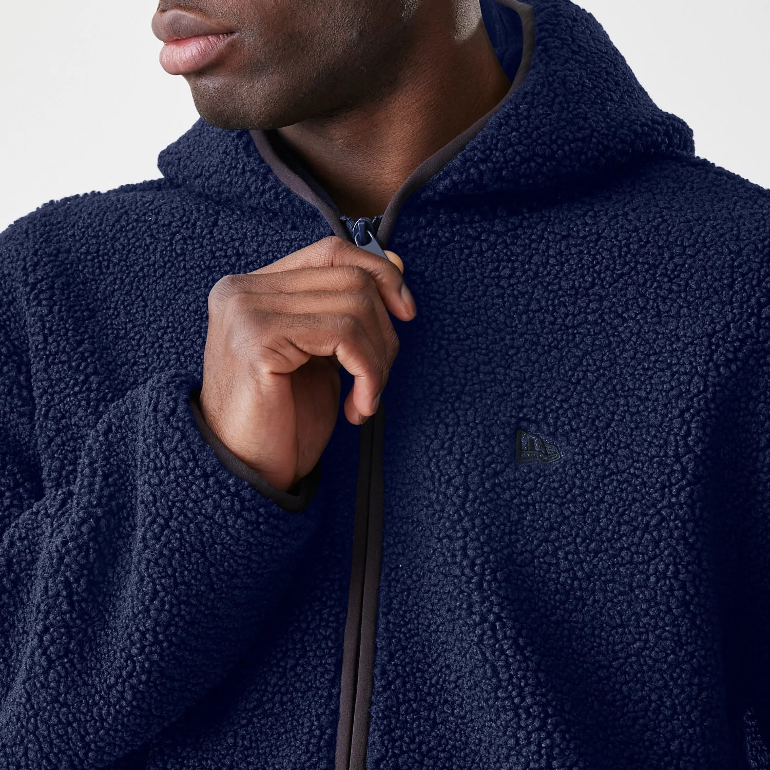 New Era Navy Hooded Sherpa Jacket | NEC EU