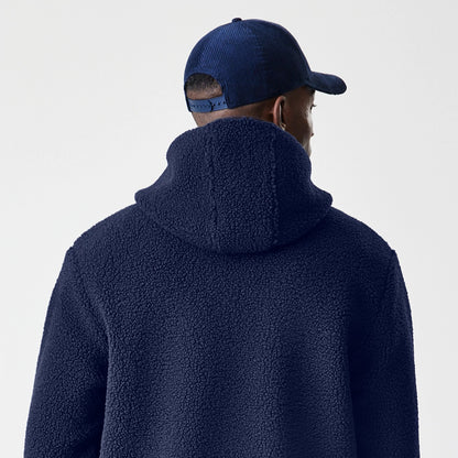 The Male model is wearing  New Era Navy Hooded Sherpa Jacket 8