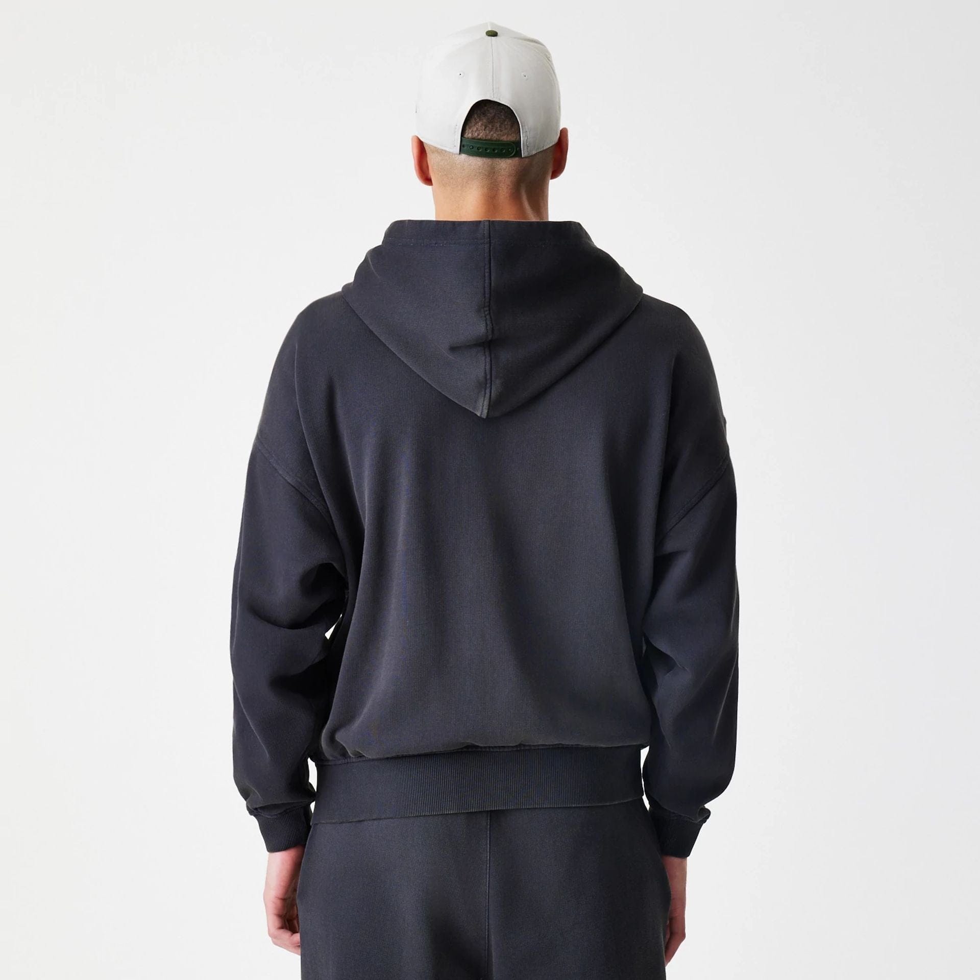 New Era Washed Black Oversized Full Zip Hoodie | NEC EU