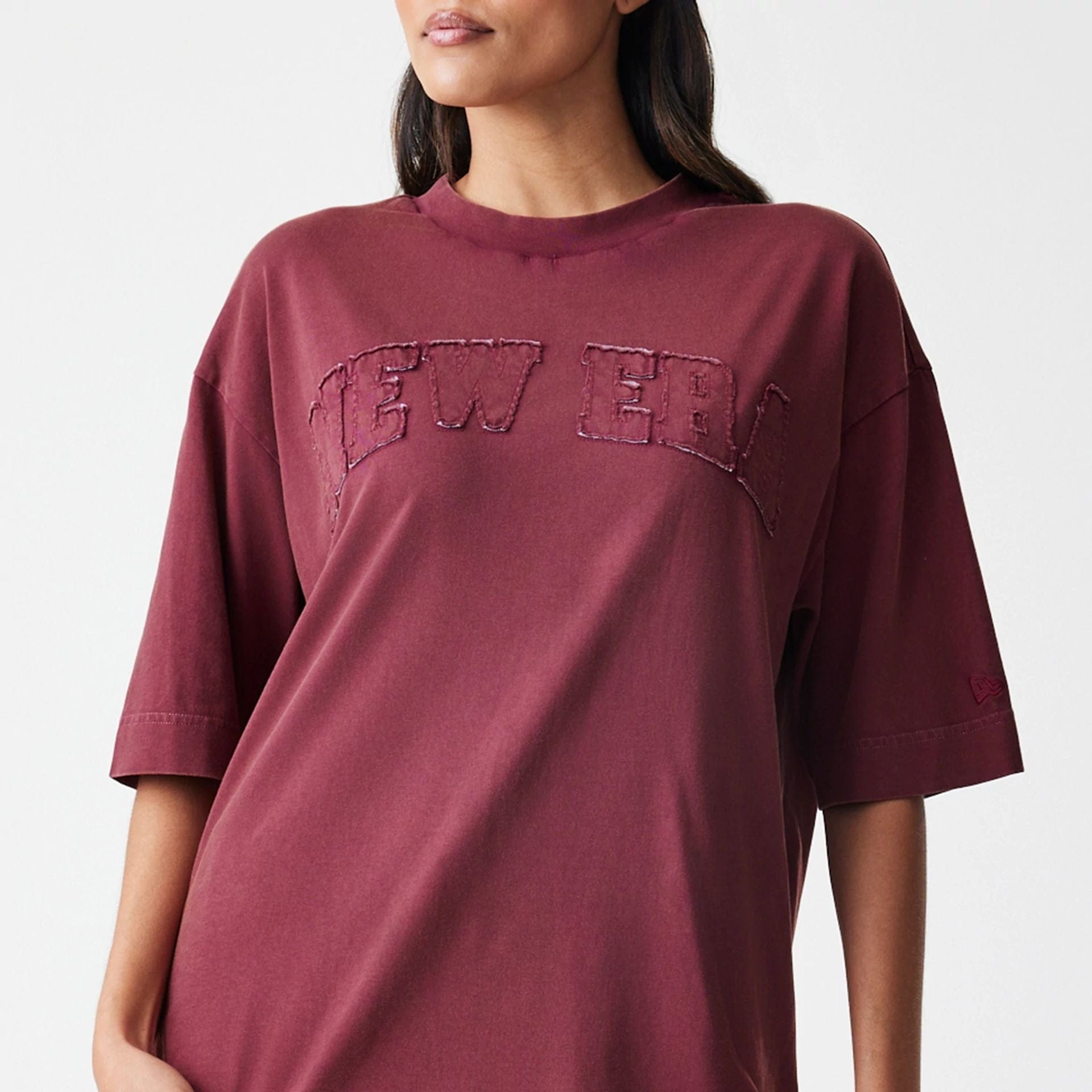 The Male model is wearing  New Era Washed Dark Red Oversized T-Shirt  6