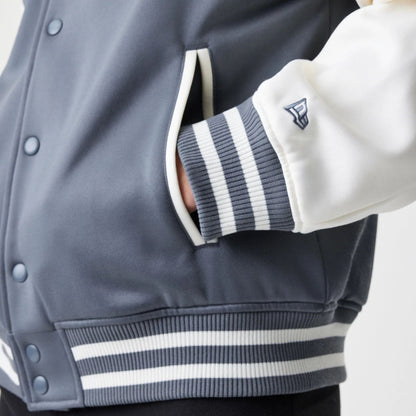 The Male model is wearing LA Dodgers MLB Dark Grey Varsity Jacket  4