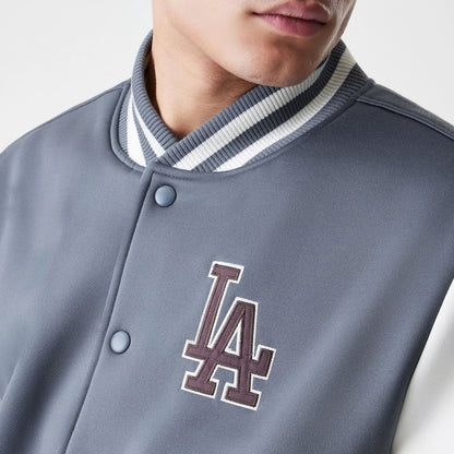 The Male model is wearing LA Dodgers MLB Dark Grey Varsity Jacket  6