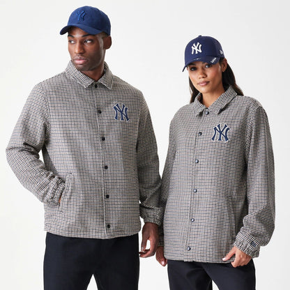 The Male model is wearing New York Yankees MLB Check Brown Jacket  1