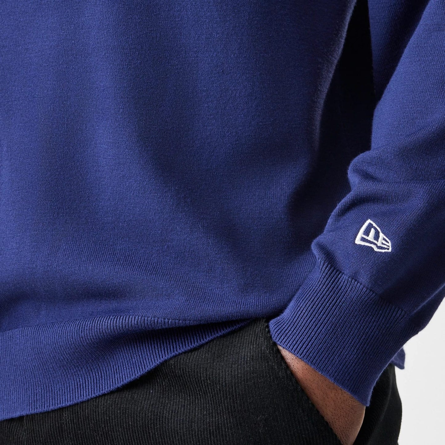 The Male model is wearing New York Yankees MLB Knit Navy Rugby Shirt 7