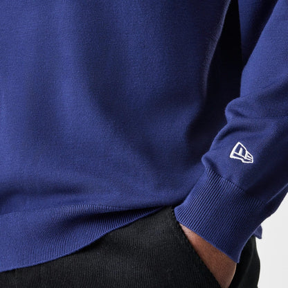 The Male model is wearing New York Yankees MLB Knit Navy Rugby Shirt 7