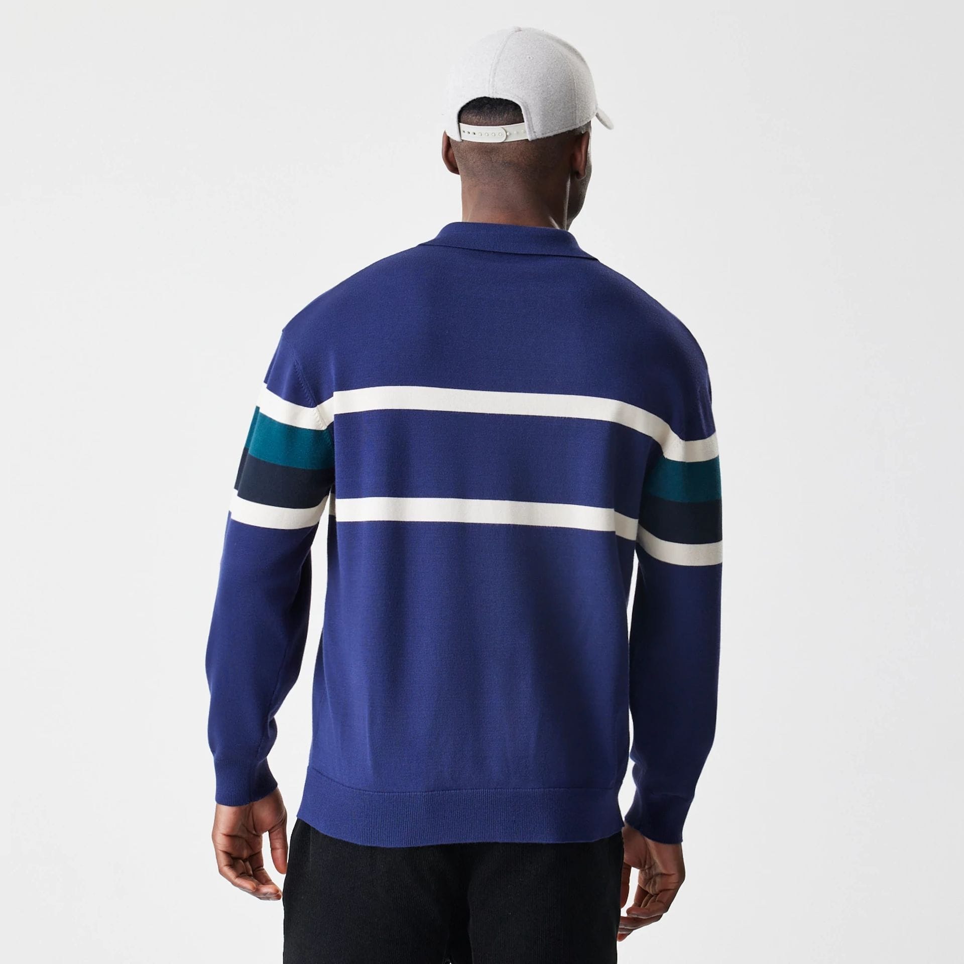 The Male model is wearing New York Yankees MLB Knit Navy Rugby Shirt  2