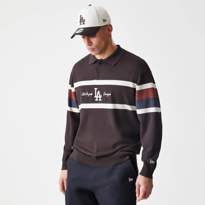 The Male model is wearing LA Dodgers MLB Knit Brown Rugby Shirt 3