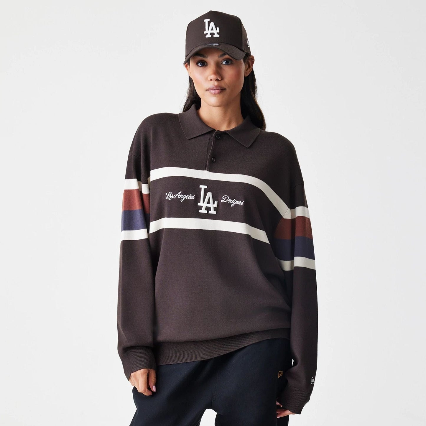 The Male model is wearing LA Dodgers MLB Knit Brown Rugby Shirt  4