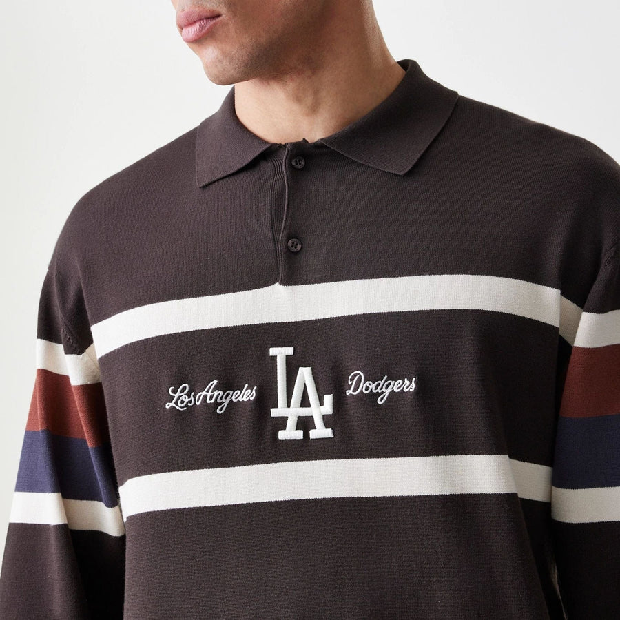 The Male model is wearing LA Dodgers MLB Knit Brown Rugby Shirt  5