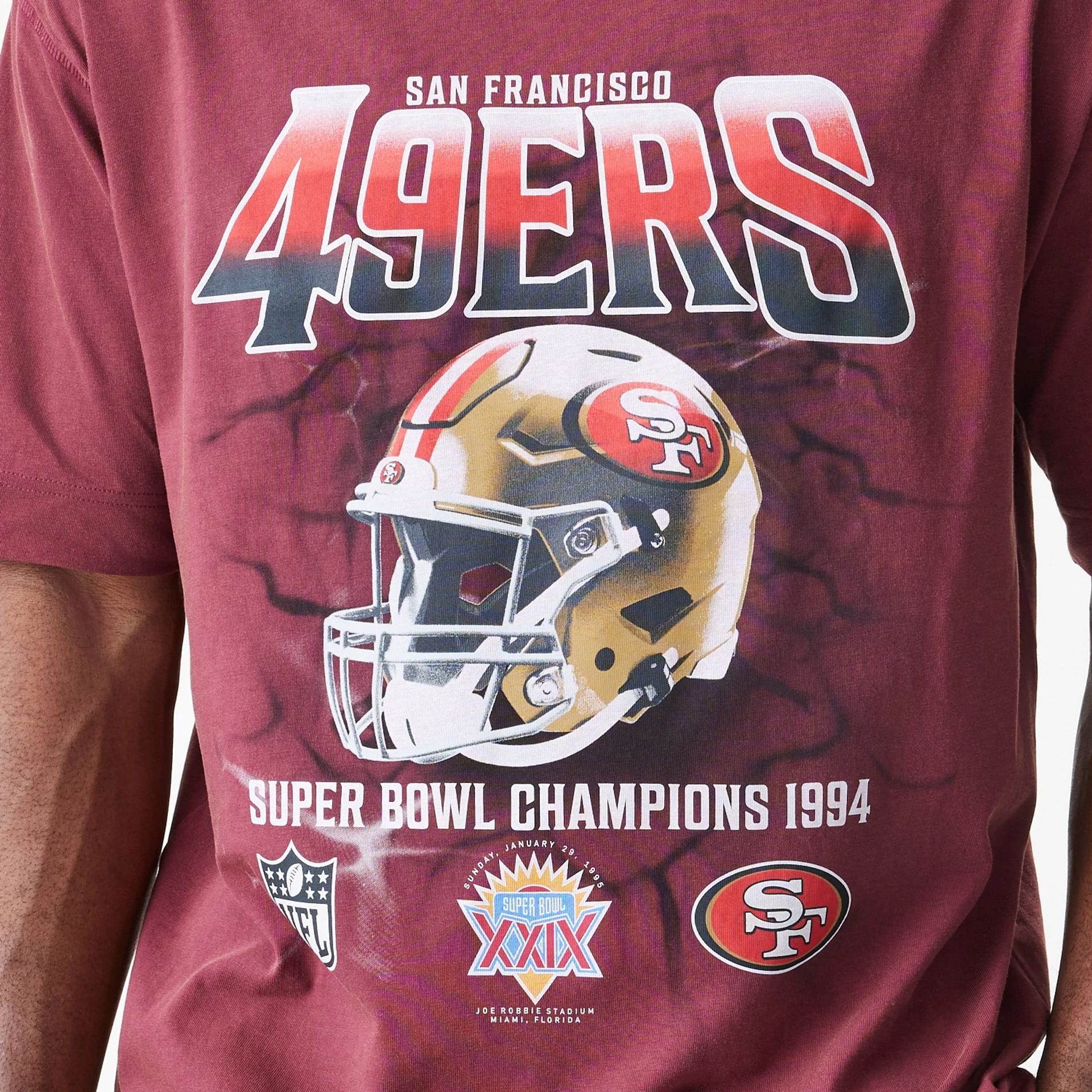 NFL Washed Boxy San Francisco 49ers Dark Red Oversized T-Shirt
