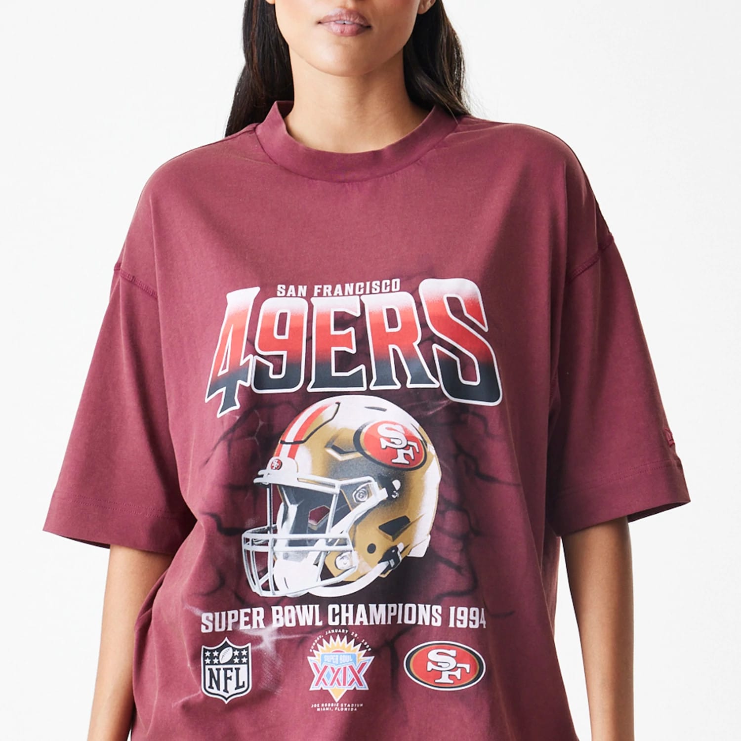 NFL Washed Boxy San Francisco 49ers Dark Red Oversized T-Shirt