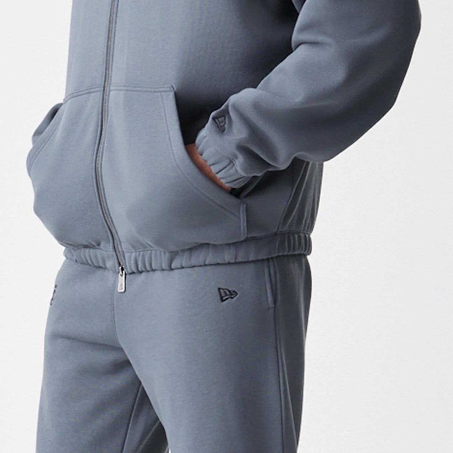 The Male model is wearing LA Lakers NBA Linear Dark Grey Oversized Full Zip Hoodie 7