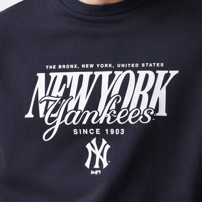 The Male model is wearing New York Yankees MLB Script Black Crew Neck Sweater  6