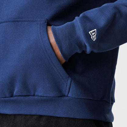 The Male model is wearing New York Yankees MLB Script Navy Oversized Pullover Hoodie 8