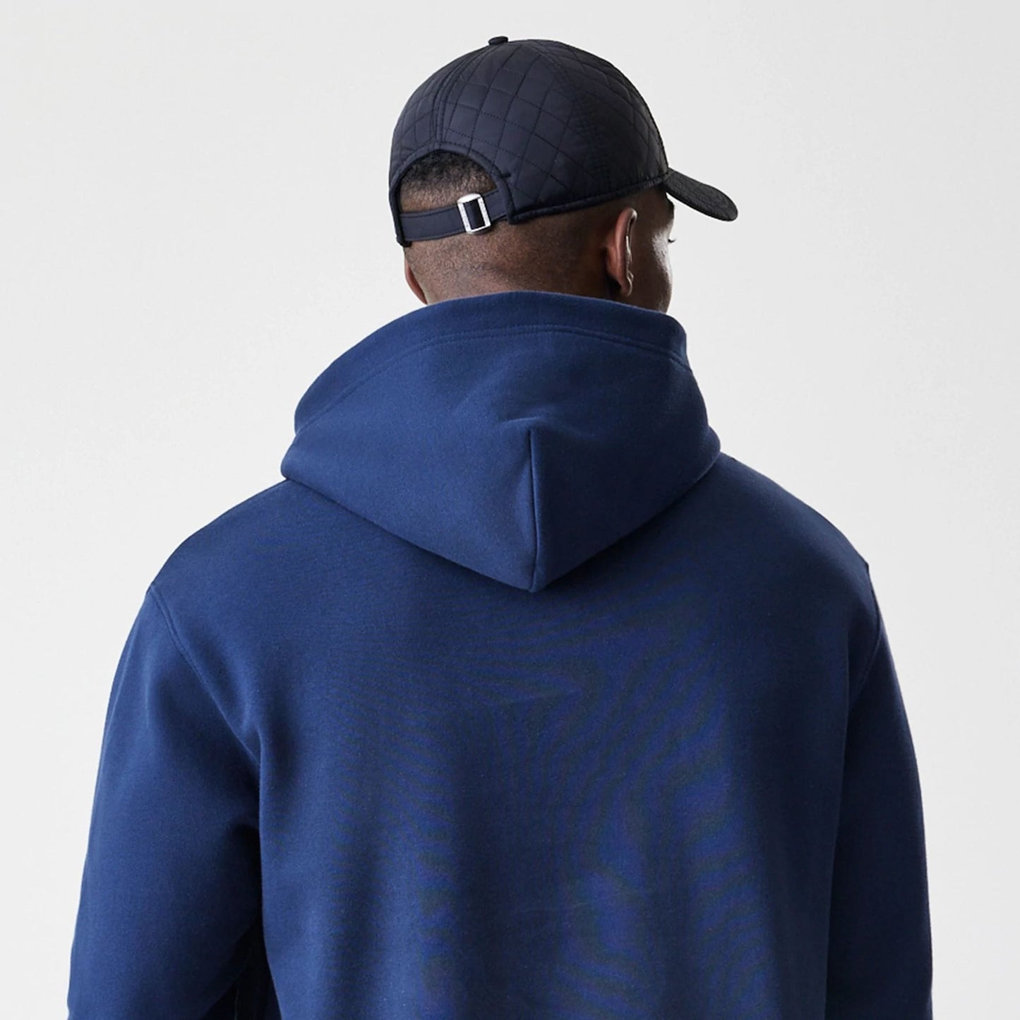 The Male model is wearing New York Yankees MLB Script Navy Oversized Pullover Hoodie  7
