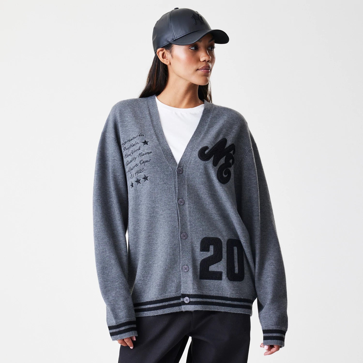 The Male model is wearing  New Era Dark Grey Cardigan 4