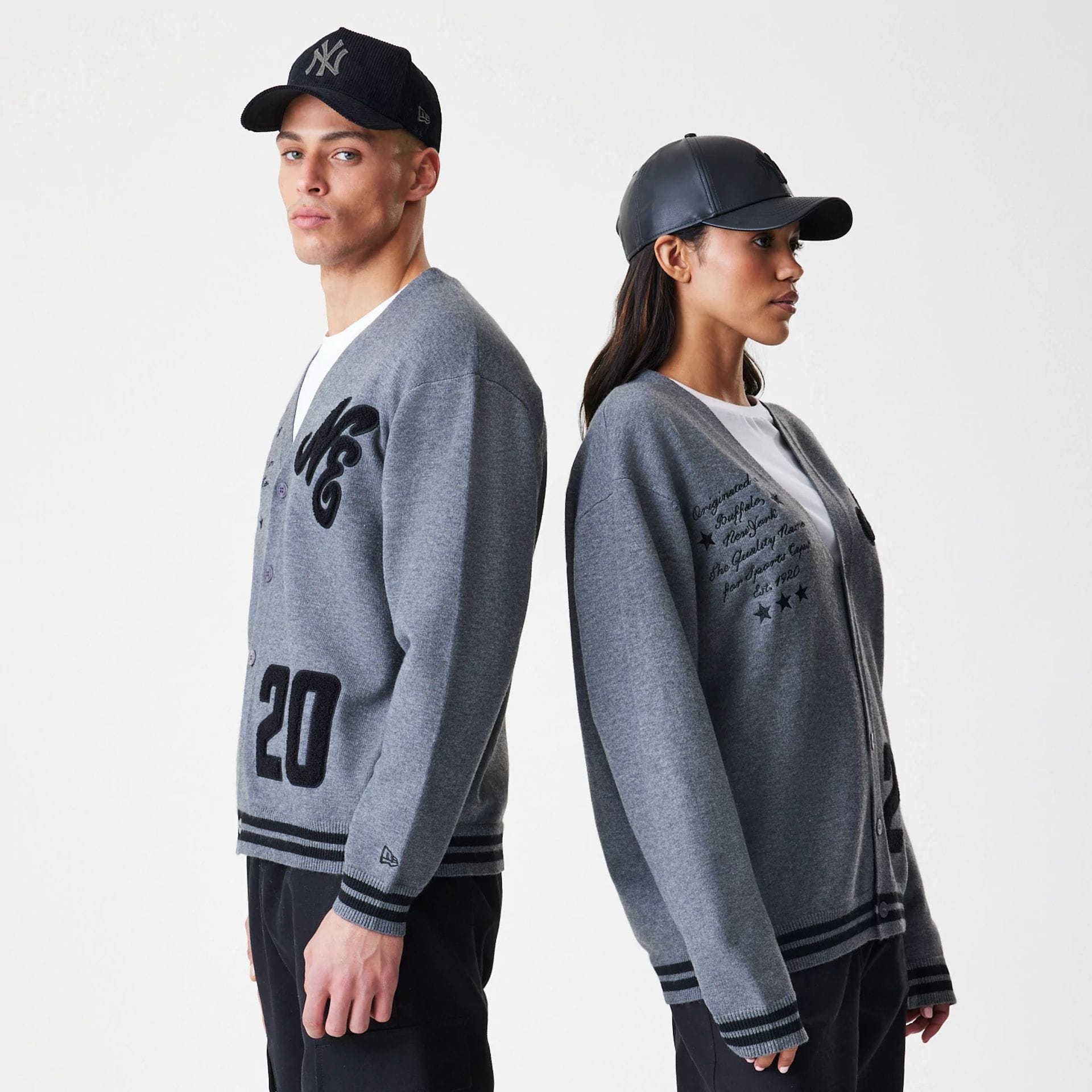 The Male model is wearing  New Era Dark Grey Cardigan  1