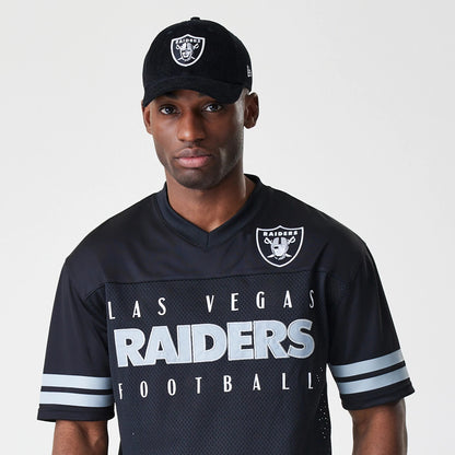 The Male model is wearing Las Vegas Raiders Script NFL Mesh Black Jersey 7