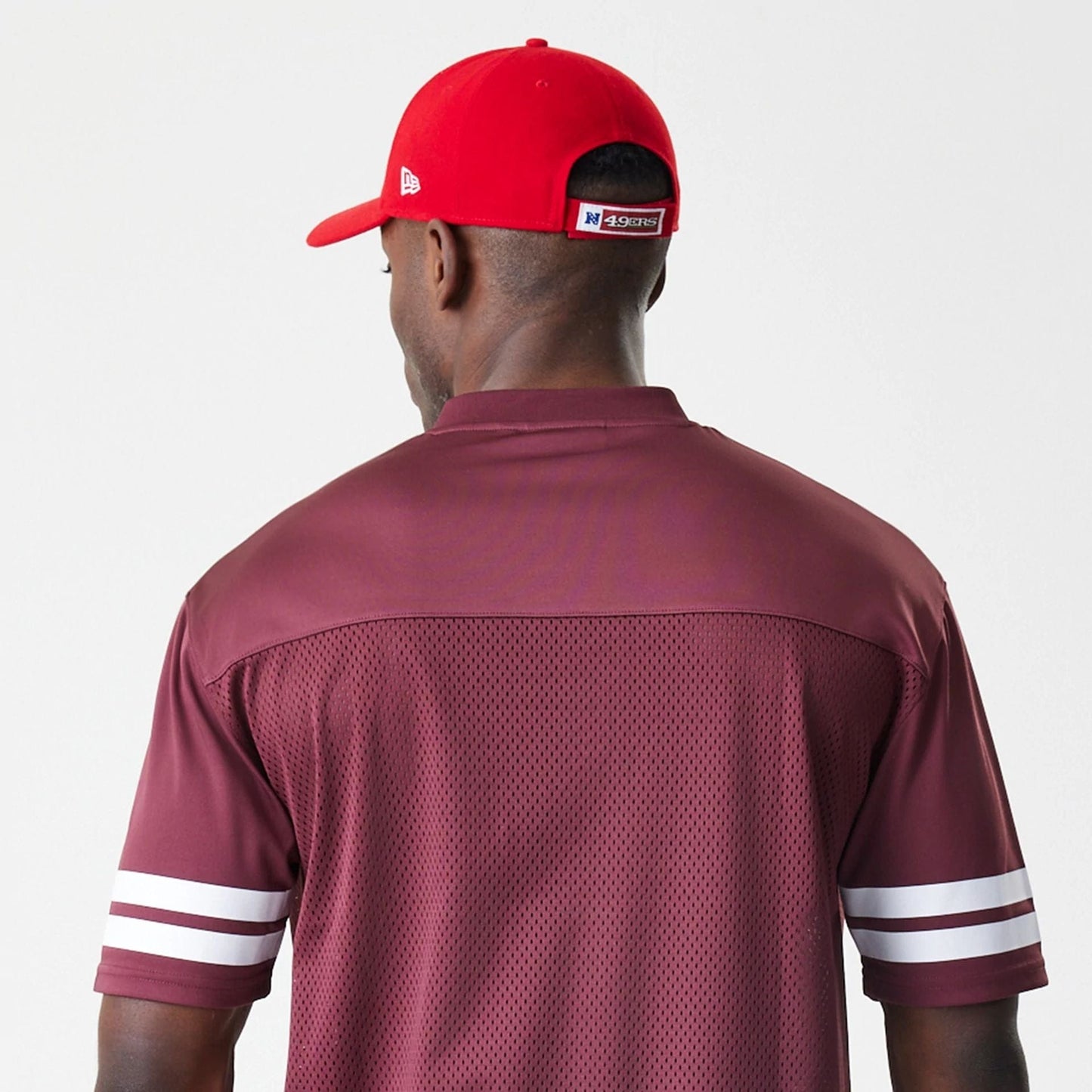 The Male model is wearing San Francisco 49ers NFL Mesh Dark Red Jersey  8