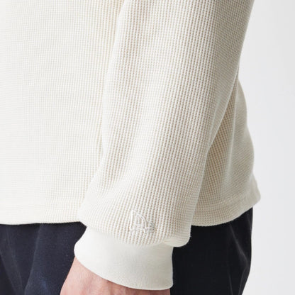 The Male model is wearing  New Era Waffle Light Beige Long Sleeve T-Shirt  5