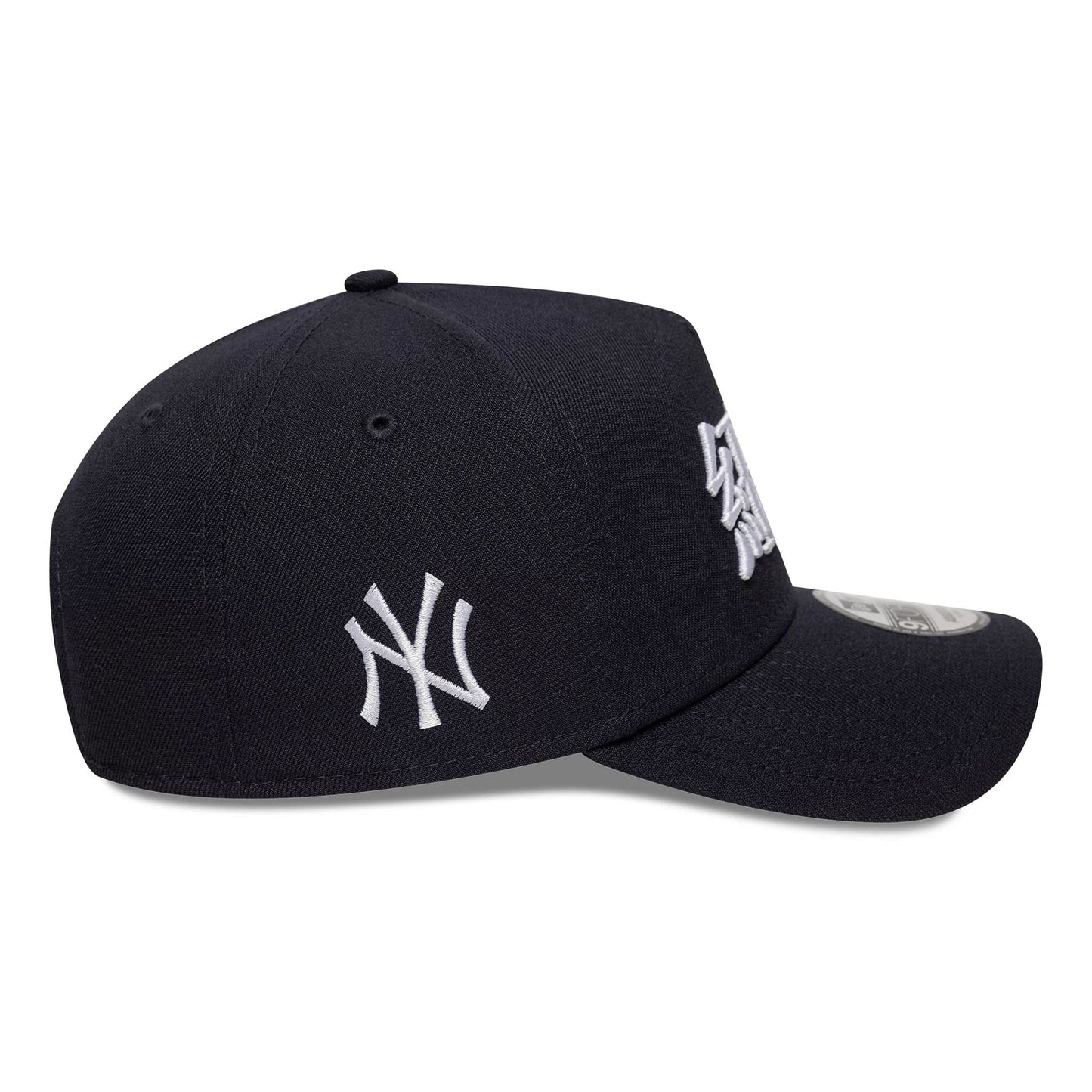 This is a New York Yankees MLB Poly Kanji Navy 9FORTY A-Frame Adjustable Cap 5