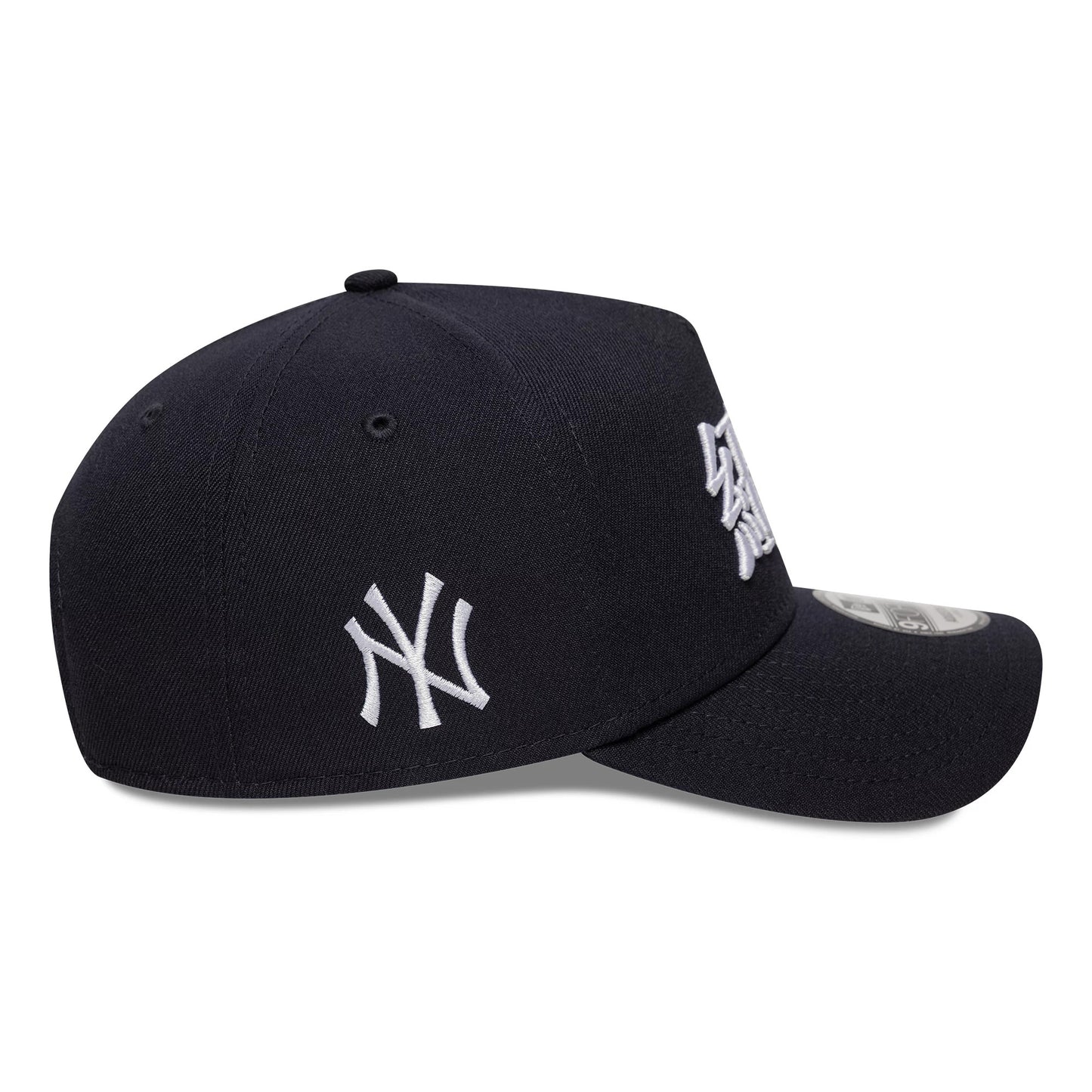This is a New York Yankees MLB Poly Kanji Navy 9FORTY A-Frame Adjustable Cap 5