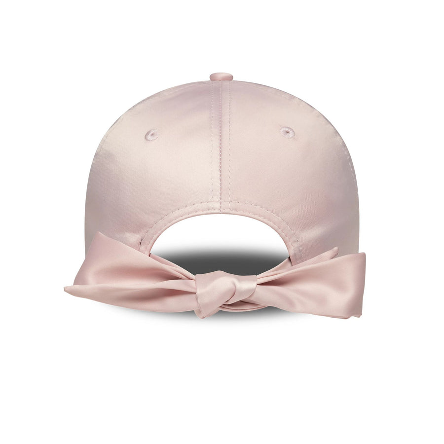 This is a New York Yankees Womens MLB Satin Bow Back Pastel Pink 9FORTY Adjustable Cap 2