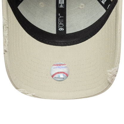 This is a New York Yankees Womens MLB Distressed Cream 9FORTY Adjustable Cap 5