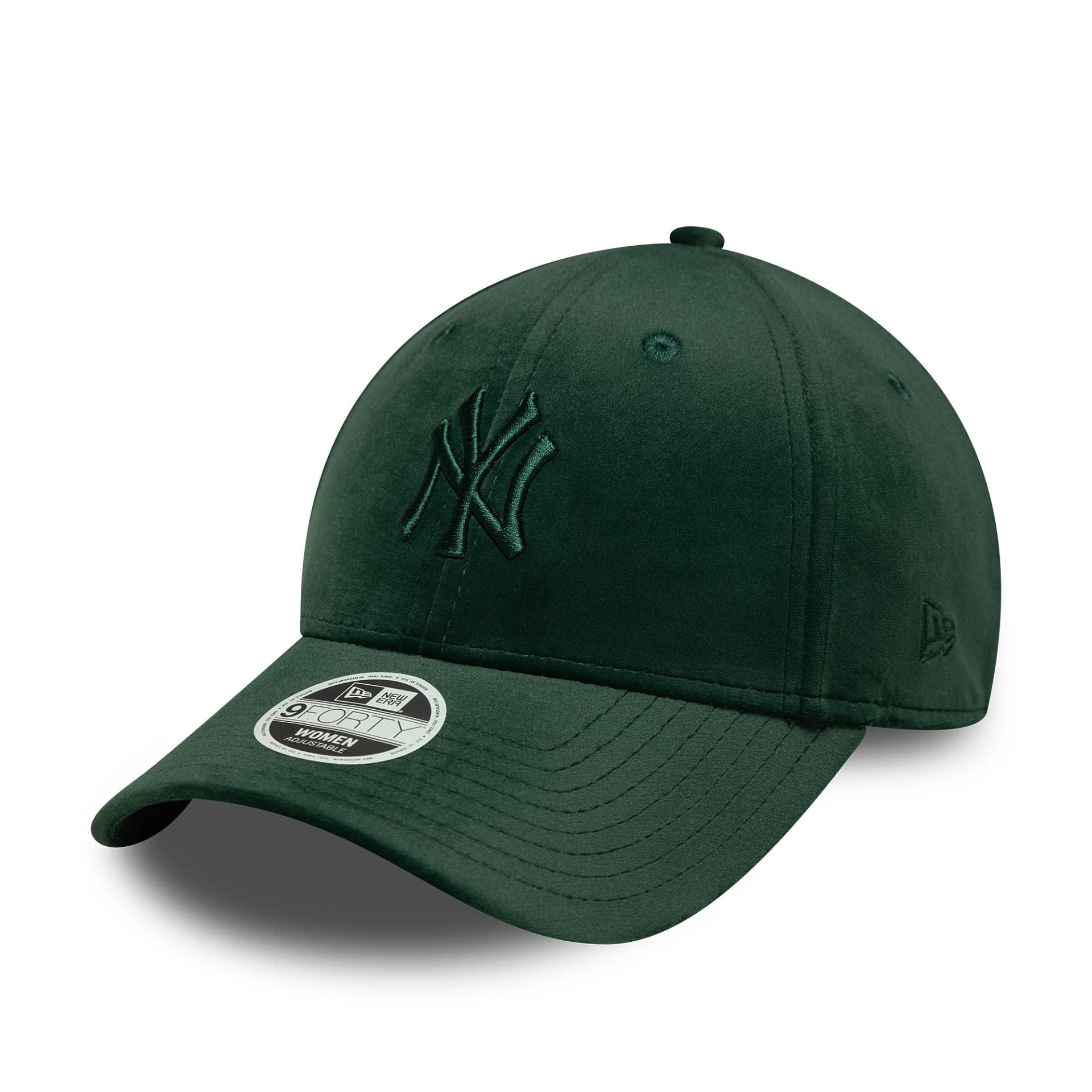 This is a New York Yankees Womens MLB Velour Dark Green 9FORTY Adjustable Cap 1