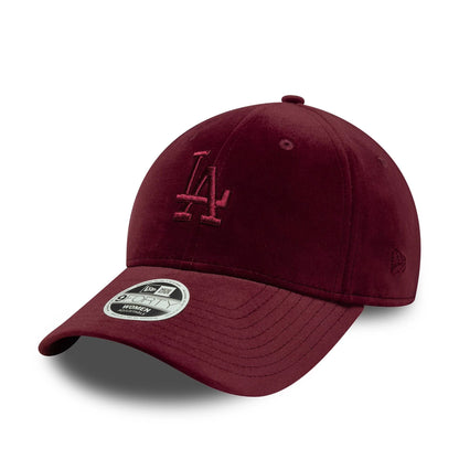 This is a LA Dodgers Womens MLB Velour Dark Red 9FORTY Adjustable Cap 1