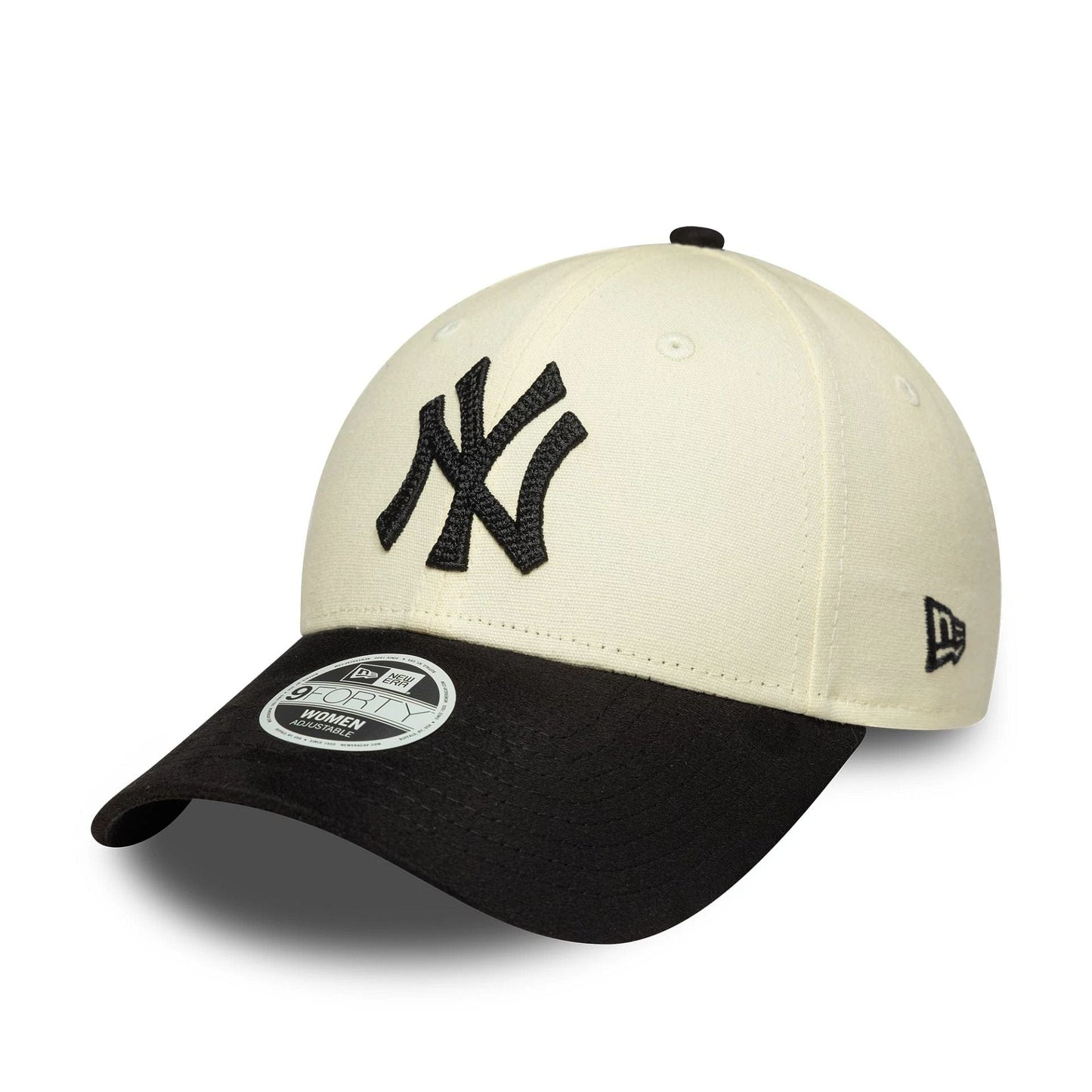 This is a New York Yankees Womens MLB Faux Suede Light Beige 9FORTY Adjustable Cap 1