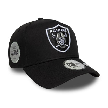 This is a Las Vegas Raiders NFL Sidepatch Black 9FORTY E-Frame Adjustable Cap 1