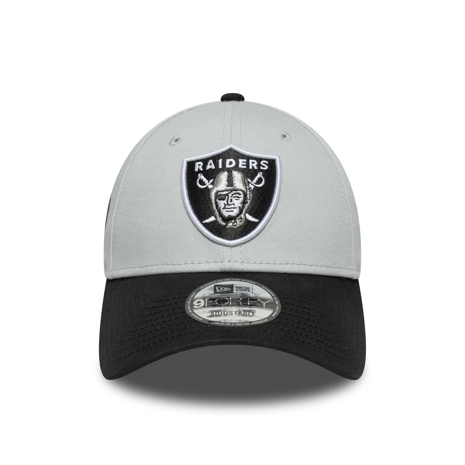 This is a Las Vegas Raiders NFL Sidepatch Grey 9FORTY Adjustable Cap 2