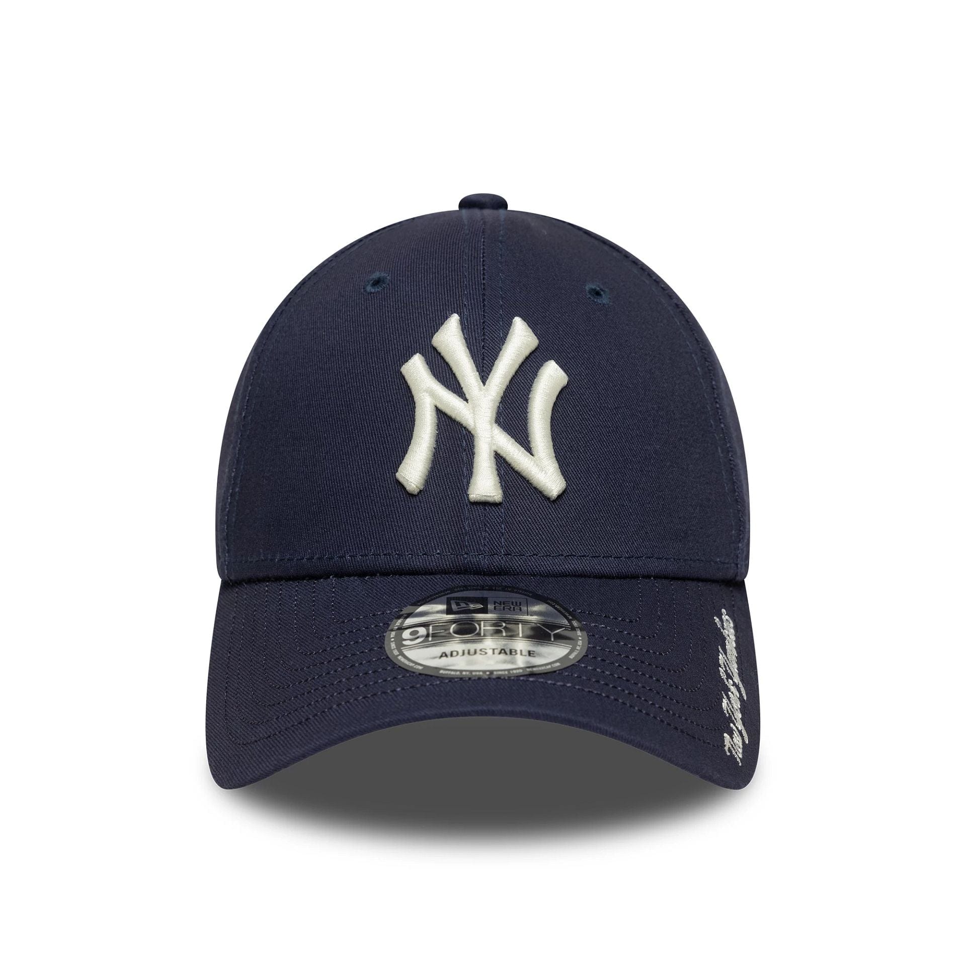 This is a New York Yankees MLB Visor Script Navy 9FORTY Adjustable Cap 2