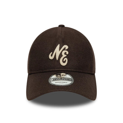 This is a  New Era Melton Wool Dark Brown 9TWENTY A-Frame Adjustable Cap 2