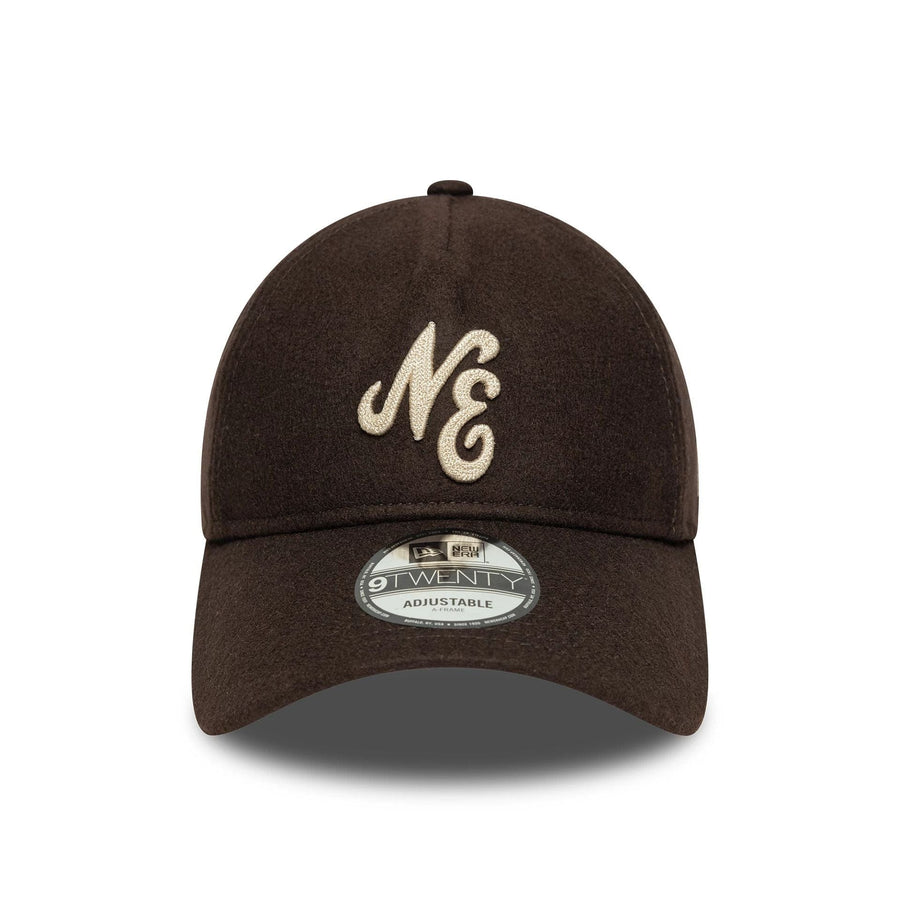 This is a  New Era Melton Wool Dark Brown 9TWENTY A-Frame Adjustable Cap 2