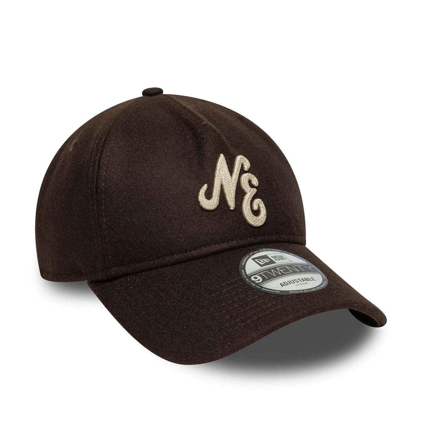 This is a  New Era Melton Wool Dark Brown 9TWENTY A-Frame Adjustable Cap 3