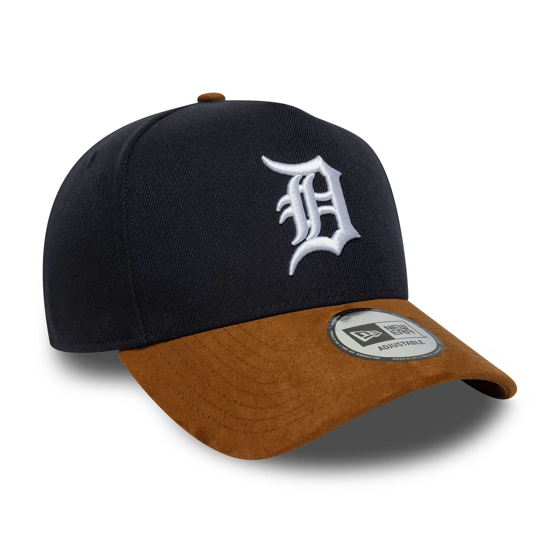 This is a Detroit Tigers MLB Suede Visor Navy 9FORTY E-Frame Adjustable Cap 3