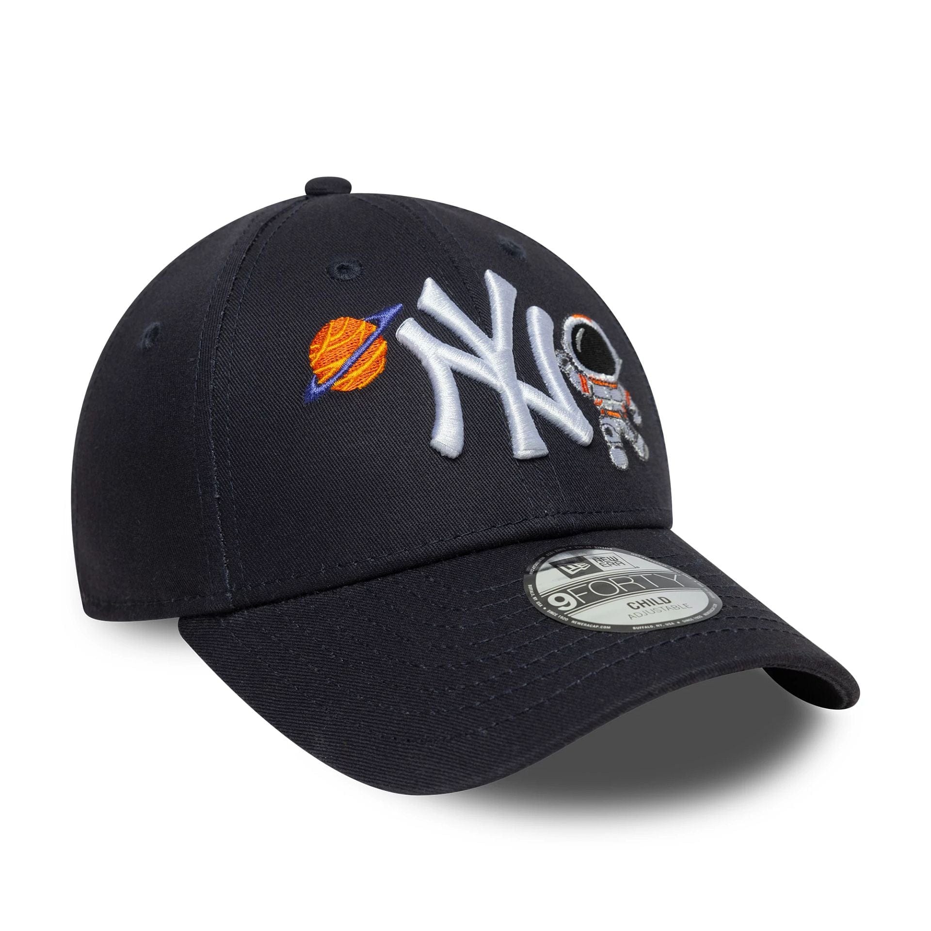 This is a New York Yankees Child MLB Space Icon Navy 9FORTY Adjustable Cap 3