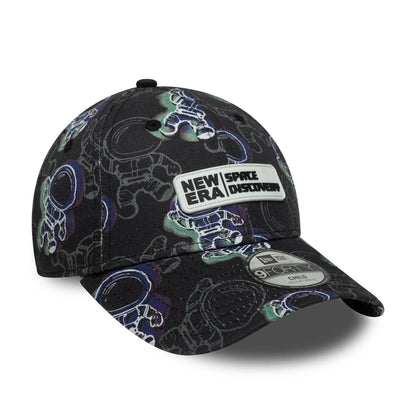 This is a  Child New Era Space All Over Print Black 9FORTY Adjustable Cap 3