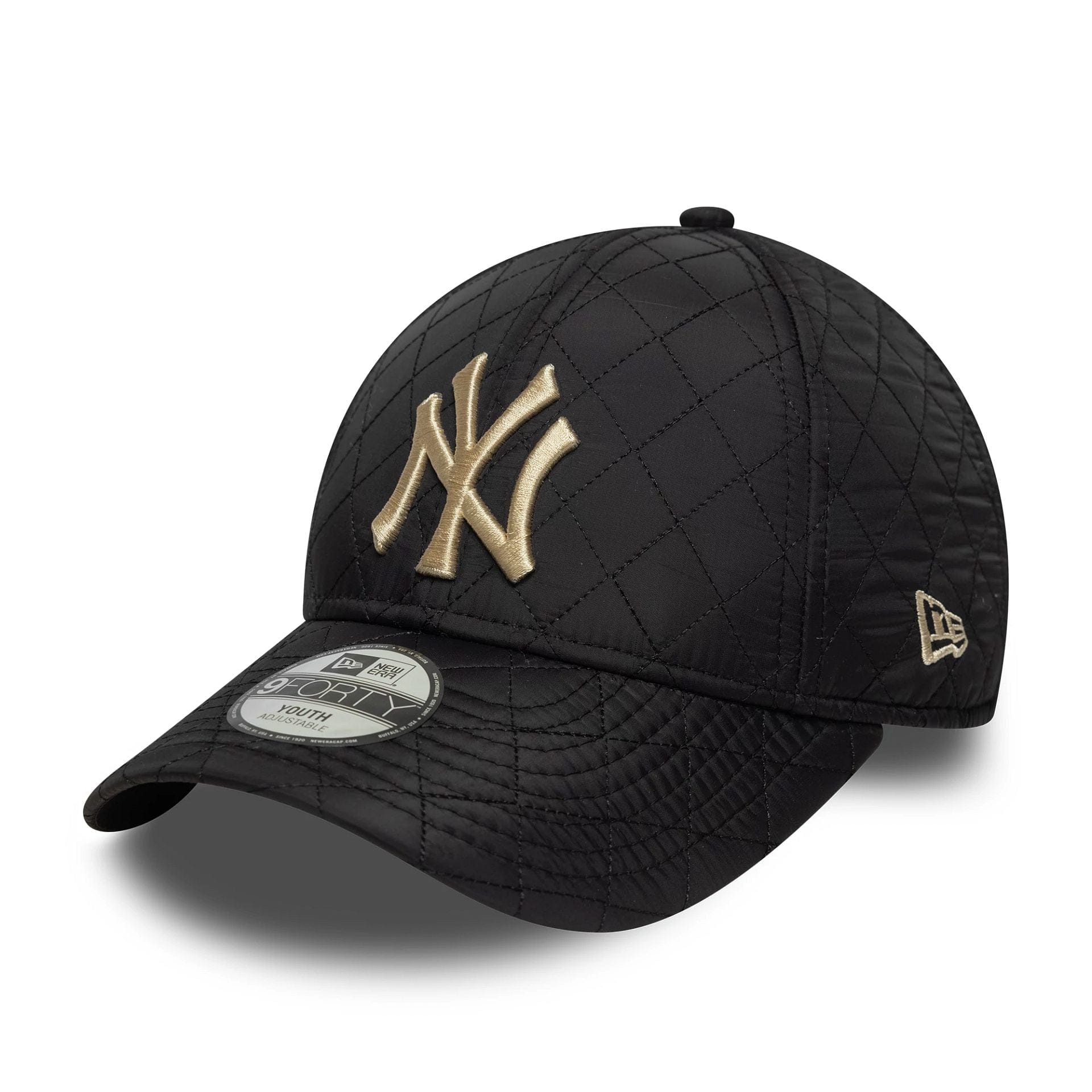 This is a New York Yankees Youth MLB Quilted Black 9FORTY Adjustable Cap 1