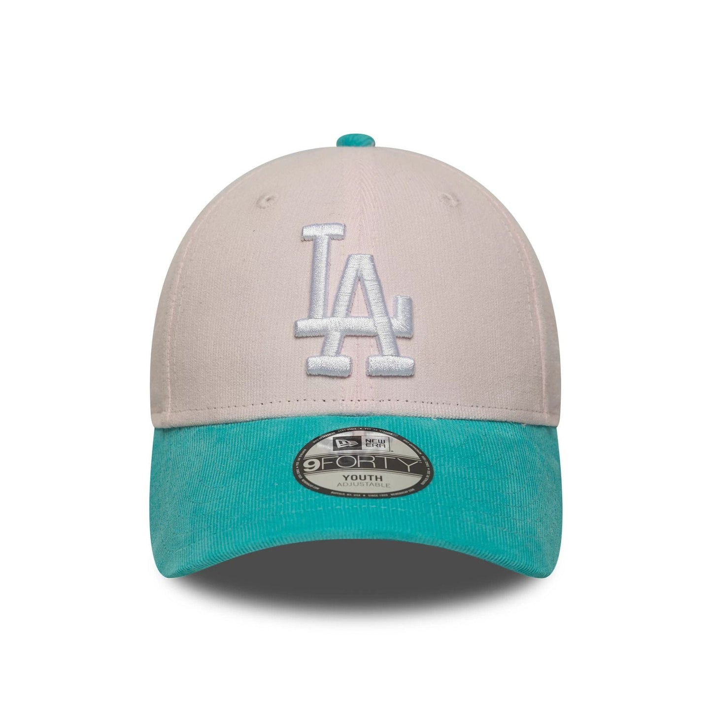 This is a LA Dodgers Youth MLB Cord Pastel Pink 9FORTY Adjustable Cap 2