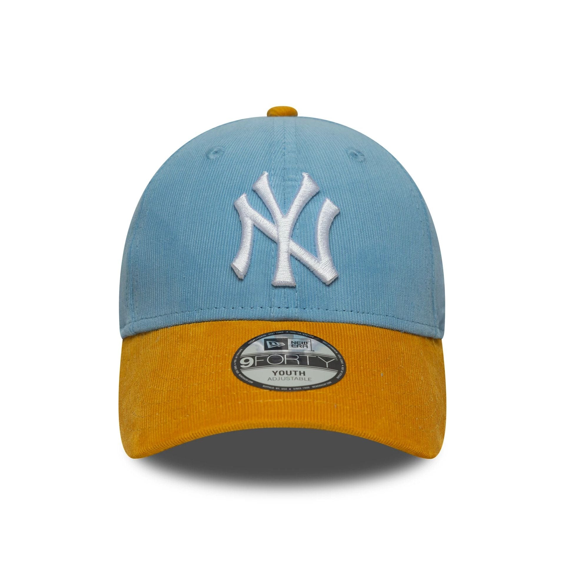 This is a New York Yankees Youth MLB Cord Pastel Blue 9FORTY Adjustable Cap 2